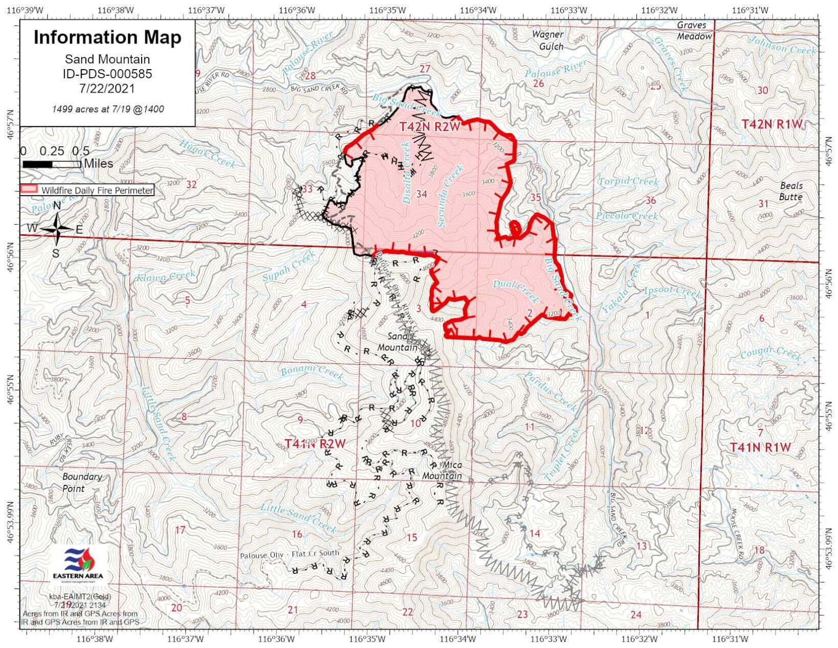 Sand Mountain Fire Map 7.22.21